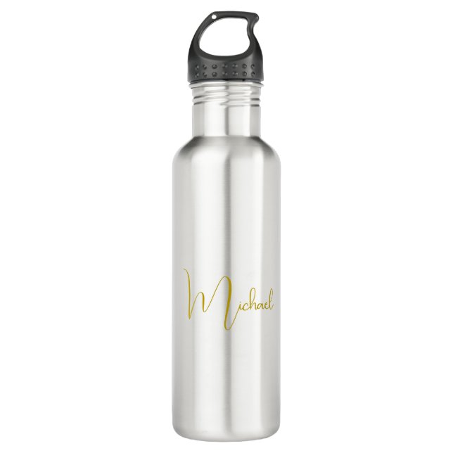 Gold Colour Elegant Stylish Trendy Unique Script 710 Ml Water Bottle (Front)