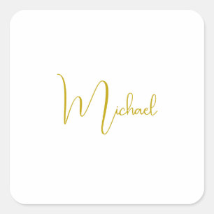 Gold Colour Elegant Stylish Trendy Unique Script Square Sticker