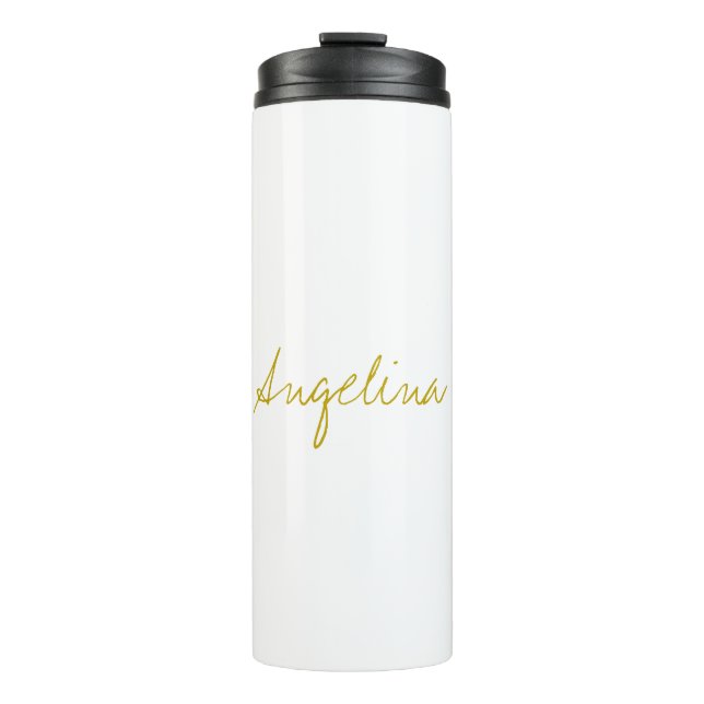 Gold Colour Elegant Stylish Trendy Unique Script Thermal Tumbler (Front)