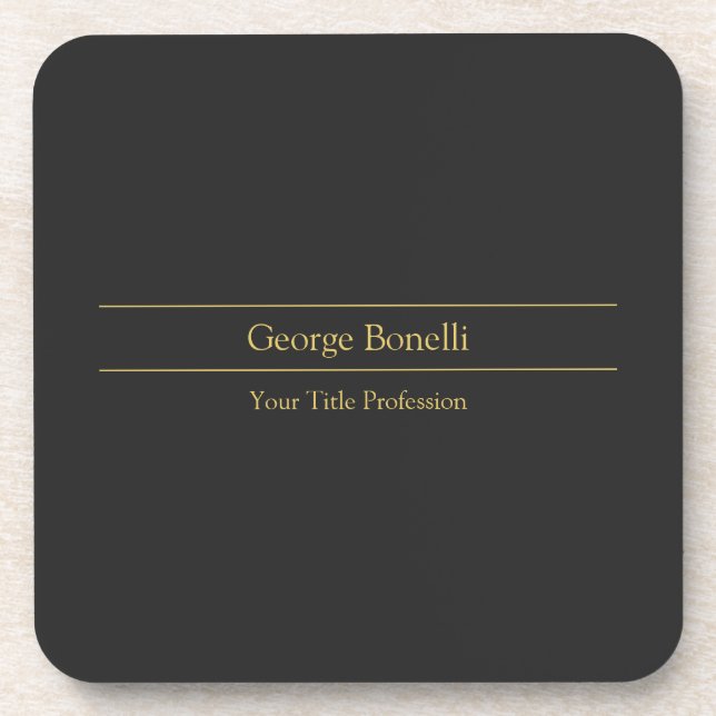 Gold Colour Grey Classical Personal Customise Chic Coaster (Front)