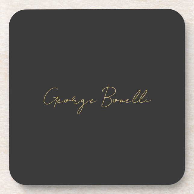 Gold Colour Grey Classical Personal Customise Chic Coaster (Front)