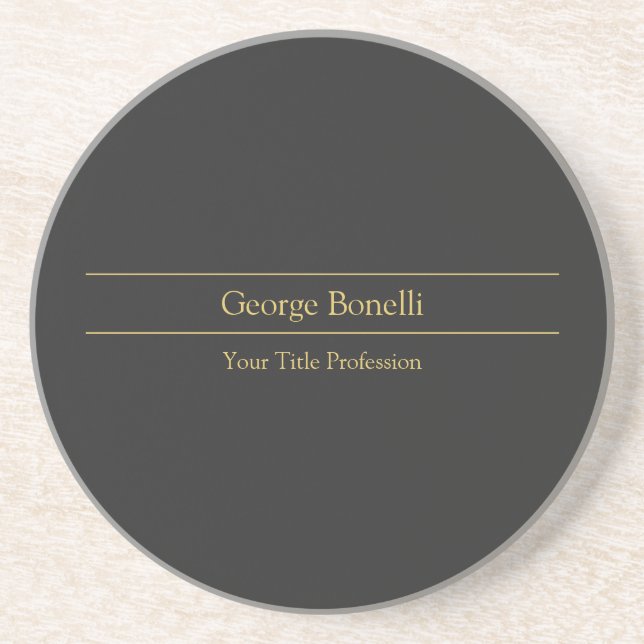 Gold Colour Grey Classical Personal Customise Chic Coaster (Front)