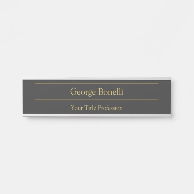 Gold Colour Grey Classical Personal Customise Chic Door Sign (Front)