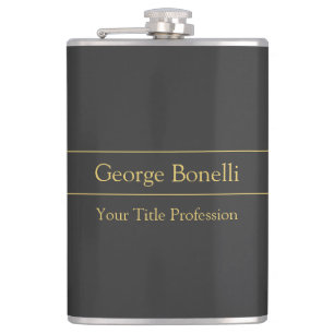 Gold Colour Grey Classical Personal Customise Chic Hip Flask