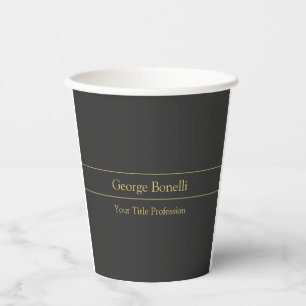 Gold Colour Grey Classical Personal Customise Chic Paper Cups