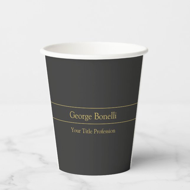 Gold Colour Grey Classical Personal Customise Chic Paper Cups (Front)