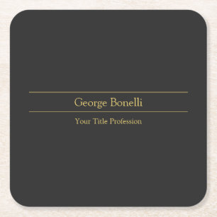 Gold Colour Grey Classical Personal Customise Chic Square Paper Coaster