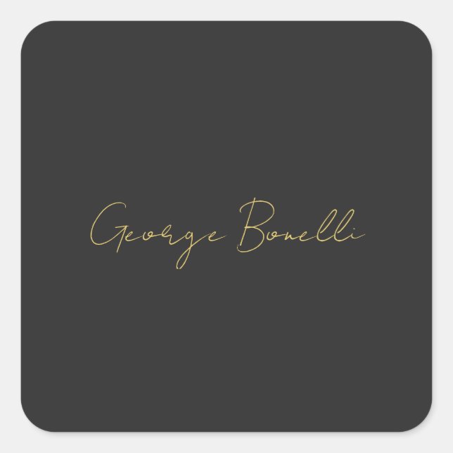 Gold Colour Grey Classical Personal Customise Chic Square Sticker (Front)