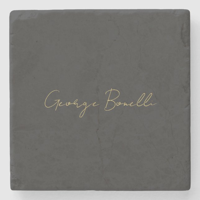 Gold Colour Grey Classical Personal Customise Chic Stone Coaster (Front)