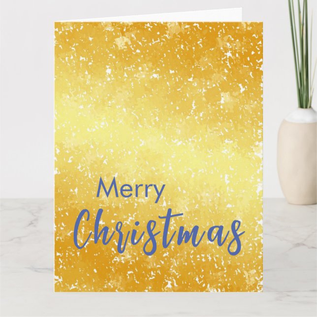 Gold Colour Merry Christmas Family Message New Yea Card (Front)