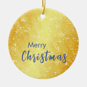 Gold Colour Merry Christmas Family Message New Yea Ceramic Ornament
