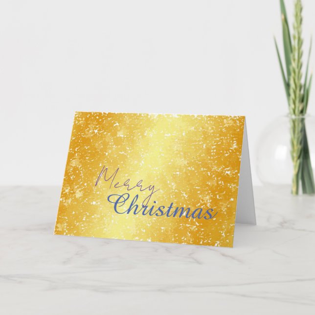 Gold Colour Merry Christmas Family Message New Yea Holiday Card (Front)
