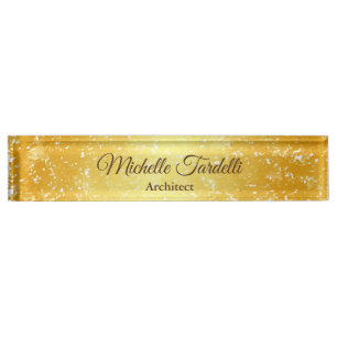 Gold Colour Minimalist Modern Script Calligraphy Nameplate