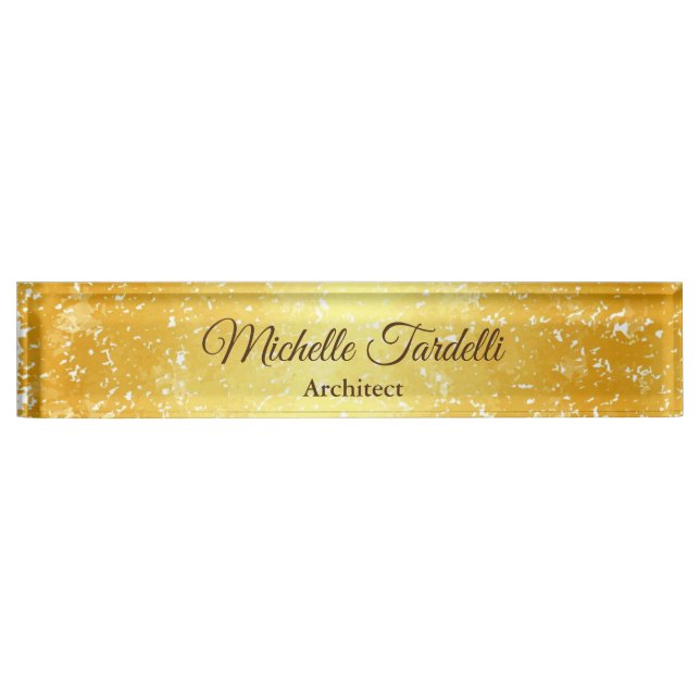 Gold Colour Minimalist Modern Script Calligraphy Nameplate (Front)