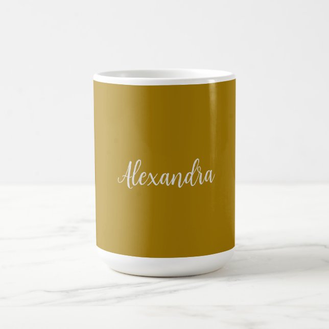 Gold Colour Minimalist Plain Add Name Calligraphy  Coffee Mug (Center)