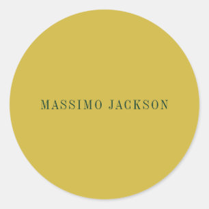 Gold Colour Minimalist Plain Modern  Classic Round Sticker