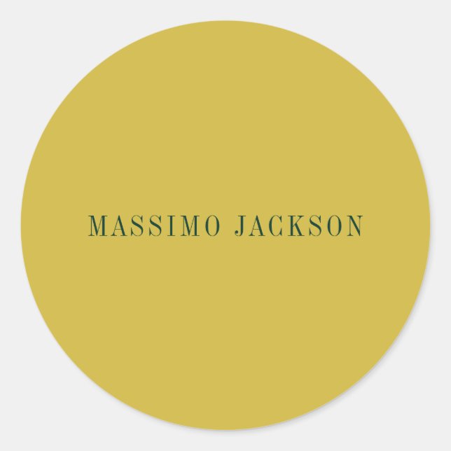Gold Colour Minimalist Plain Modern  Classic Round Sticker (Front)