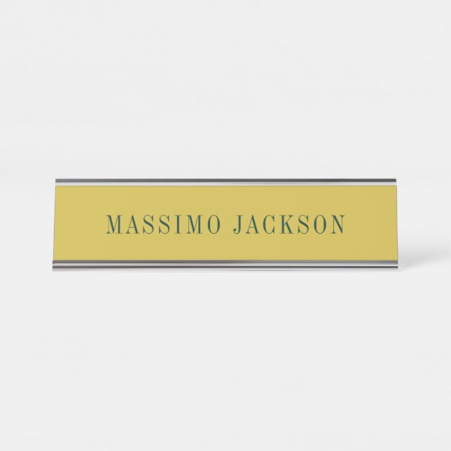 Gold Colour Minimalist Plain Modern  Desk Name Plate (Front)