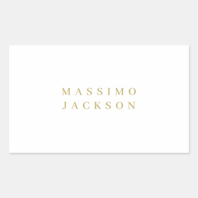 Gold Colour Minimalist Professional Serif Font Rectangular Sticker (Front)
