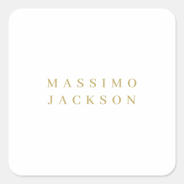 Gold Colour Minimalist Professional Serif Font Square Sticker (Front)