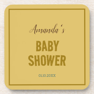 Gold Colour Modern Minimalist Baby Shower Coaster