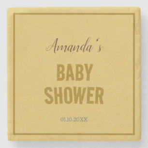 Gold Colour Modern Minimalist Baby Shower Stone Coaster