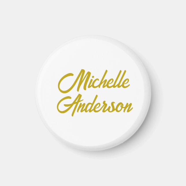 Gold Colour Modern Minimalist Handwrite Name Magnet (Front)
