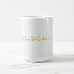 Gold Colour Modern Minimalist Handwriting Name Coffee Mug
