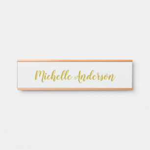Gold Colour Modern Minimalist Handwriting Name Door Sign