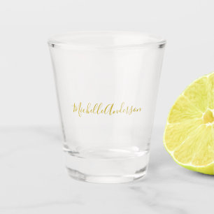 Gold Colour Modern Minimalist Handwriting Name Shot Glass