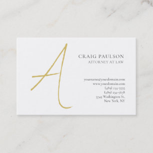 Gold Colour Monogram Attorney Lawyer Minimalist Business Card