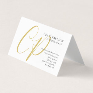 Gold Colour Monogram Attorney Lawyer Minimalist Business Card