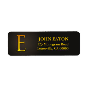 Gold Colour Monogram E Return Address Labels