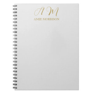 Gold Colour Monogram Initial Name Calligraphy Notebook