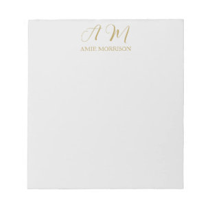 Gold Colour Monogram Initial Name Calligraphy Notepad