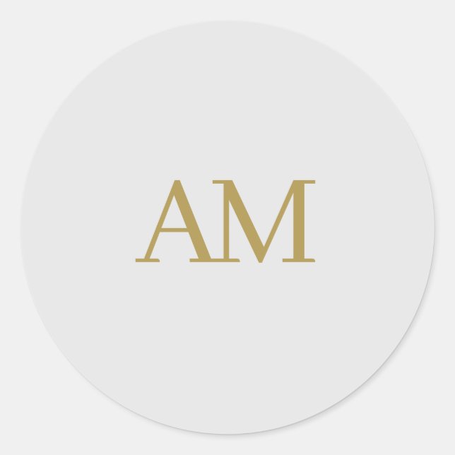 Gold Colour Monogram Initials Calligraphy Pro Classic Round Sticker (Front)