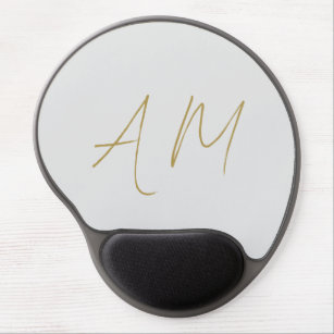 Gold Colour Monogram Initials Calligraphy Pro Gel Mouse Pad