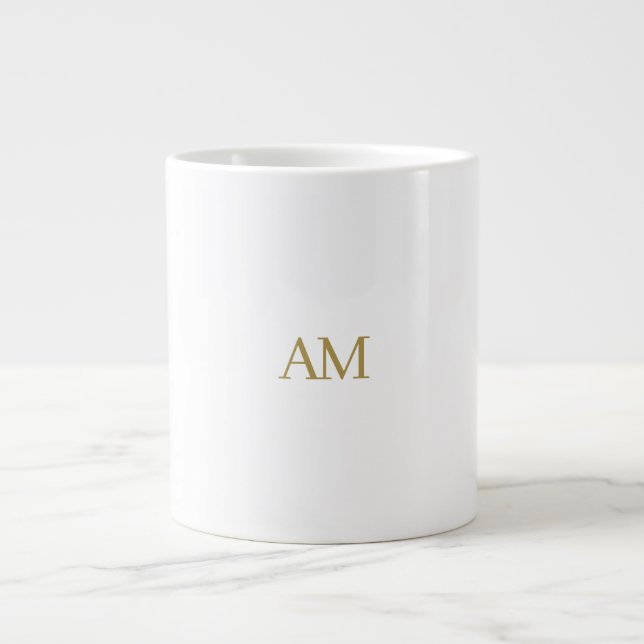 Gold Colour Monogram Initials Calligraphy Pro Large Coffee Mug (Front)