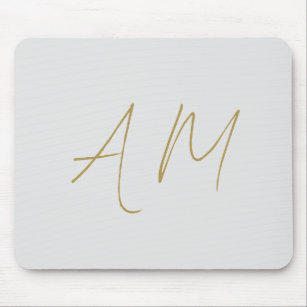 Gold Colour Monogram Initials Calligraphy Pro Mouse Pad