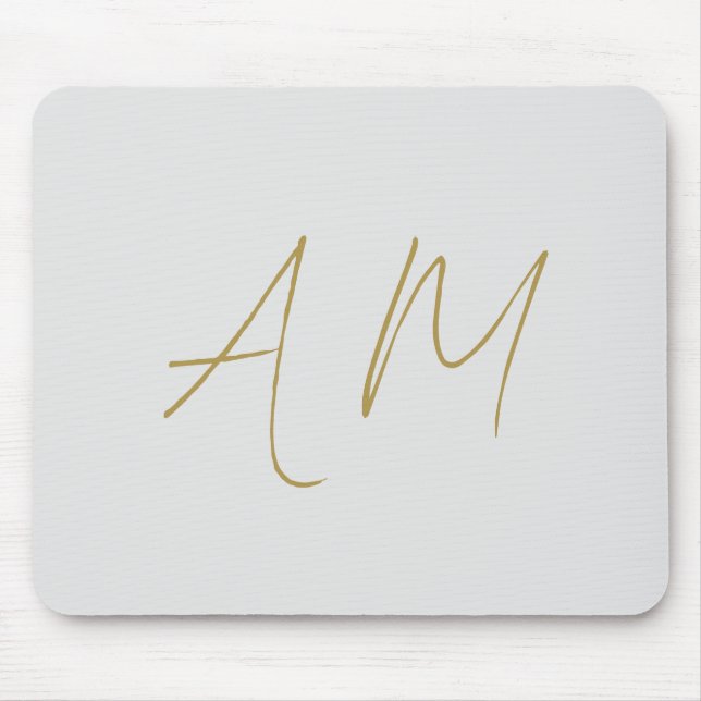 Gold Colour Monogram Initials Calligraphy Pro Mouse Pad (Front)