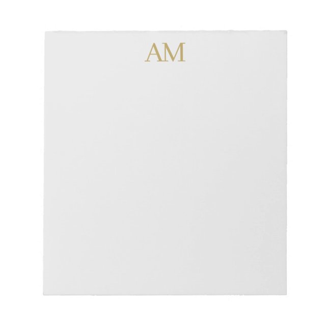 Gold Colour Monogram Initials Calligraphy Pro Notepad (Front)