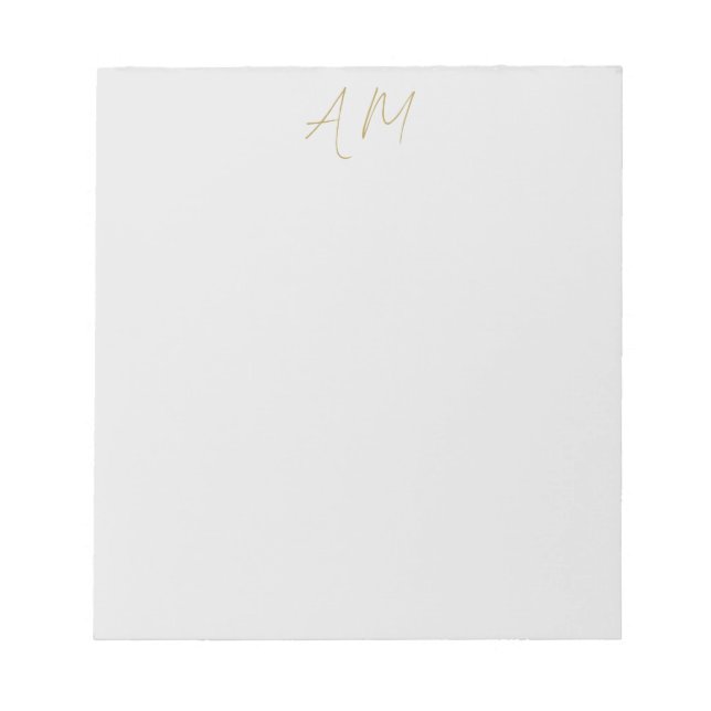Gold Colour Monogram Initials Calligraphy Pro Notepad (Front)
