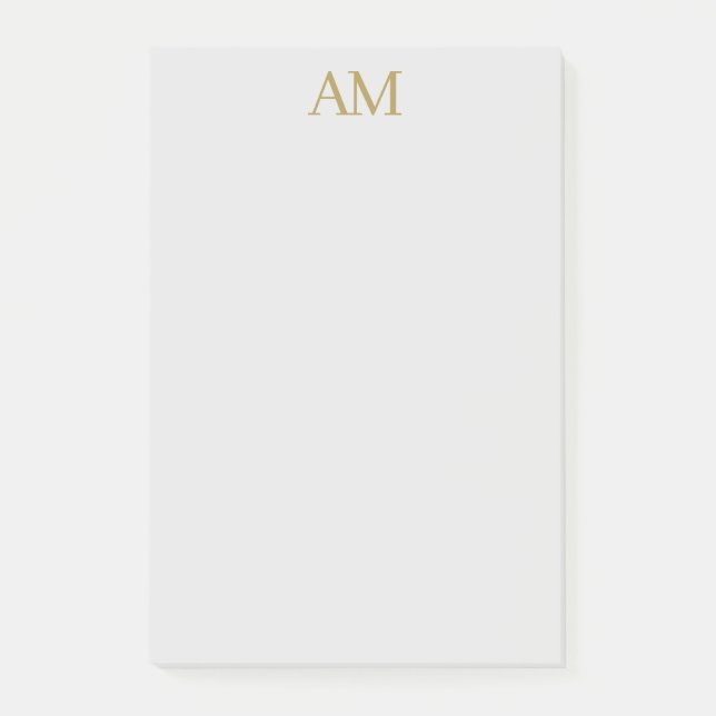 Gold Colour Monogram Initials Calligraphy Pro Post-it Notes (Front)