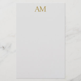 Gold Colour Monogram Initials Calligraphy Pro Stationery