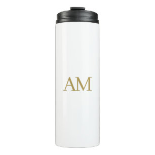 Gold Colour Monogram Initials Calligraphy Pro Thermal Tumbler