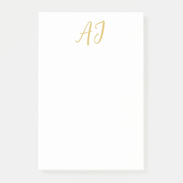 Gold Colour Monogram Professional Classical Initia Post-it Notes (Front)