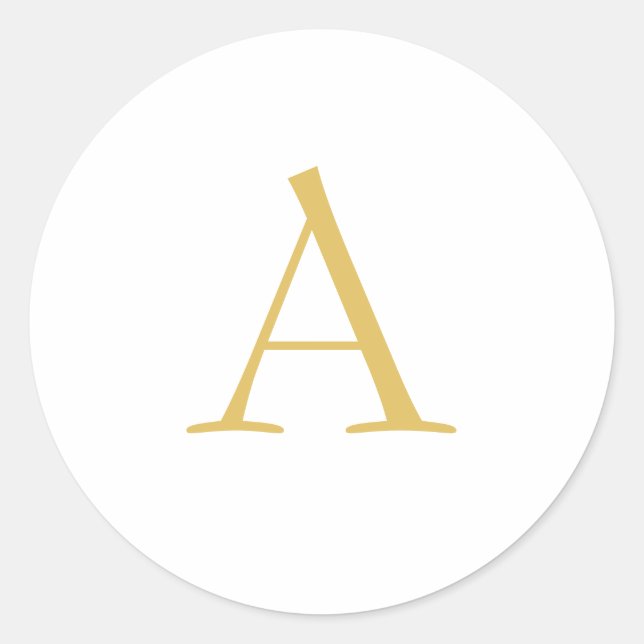 Gold Colour Monogram Professional Custom Classic Round Sticker (Front)