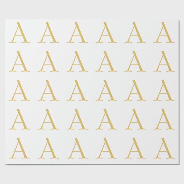 Gold Colour Monogram Professional Custom Wrapping Paper (Flat)