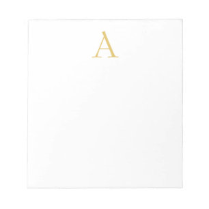 Gold Colour Monogram Professional White Notepad