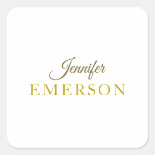 Gold colour name professional minimalist modern square sticker